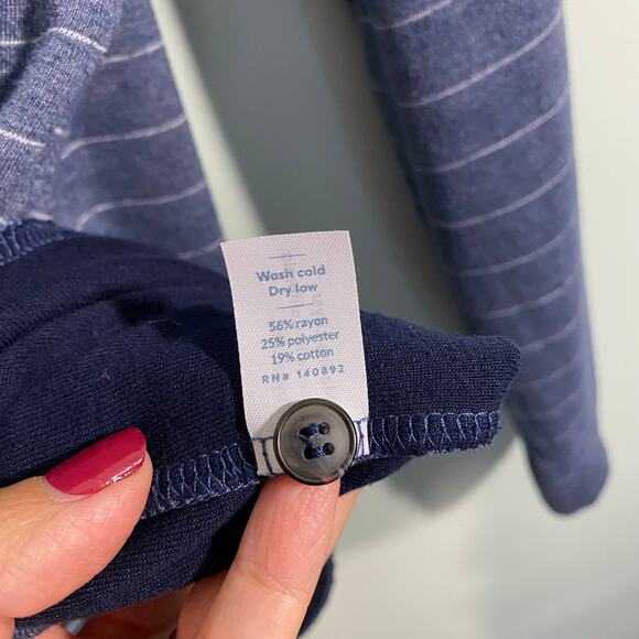 Marine Layer Men Blue Striped Double Knit Long Sleeve Henley Size L - Picture 3 of 8